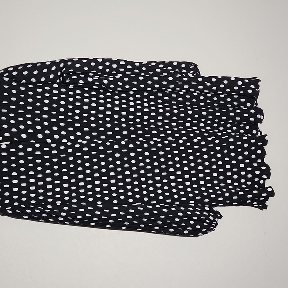 Lulus Dress Pleated Polka Dot Medium Black White Old Money - Picture 6 of 14